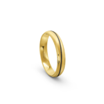 14k Yellow Gold and Carbon Milgrain Pattern Wedding Band - 4 mm - Image 4