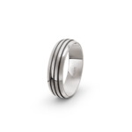 9k White Gold and Carbon Wedding Band - 6 mm - Image 3