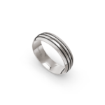 9k White Gold and Carbon Wedding Band - 6 mm - Image 2