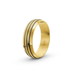 14k Yellow Gold and Carbon Wedding Band - 6 mm