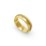 14k Yellow Gold and Carbon Milgrain Pattern Wedding Band - 6 mm - Image 2