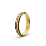 18k Yellow Gold and Triple Carbon Ice Mat Pattern Wedding Band - 4 mm