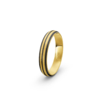 18k Yellow Gold and Triple Carbon Ice Mat Pattern Wedding Band - 4 mm - Image 3