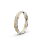 9k White and Yellow Gold Patterned Wedding Band - 4 mm
