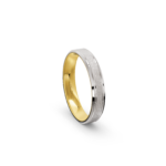 18k Yellow and White Gold Ice Matte Patterned Wedding Band - 4 mm - Image 4