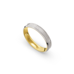 18k Yellow and White Gold Ice Matte Patterned Wedding Band - 4 mm - Image 2