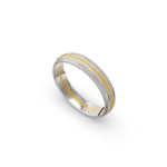 18k Yellow and White Gold Patterned Wedding Band - 4.5 mm - Image 2