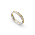 18k White and Yellow Gold Patterned Wedding Band - 4 mm - Image 2