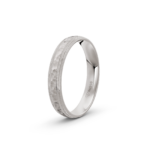 9k White Gold Milgrain and Hammered Wedding Band - 4 mm