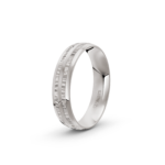 9k White Gold Bark Cross Patterned Wedding Band - 5 mm