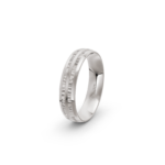 9k White Gold Bark Cross Patterned Wedding Band - 5 mm - Image 5