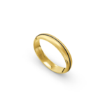 9k Yellow Gold and Carbon Milgrain Pattern Wedding Band - 4 mm - Image 2