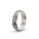 18k White Gold and Carbon Wedding Band - 6 mm