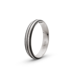 18k White Gold and Triple Carbon Ice Mat Pattern Wedding Band - 4 mm