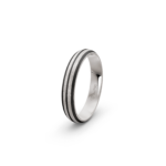 18k White Gold and Triple Carbon Ice Mat Pattern Wedding Band - 4 mm - Image 5