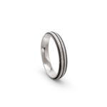 18k White Gold and Triple Carbon Ice Mat Pattern Wedding Band - 4 mm - Image 4