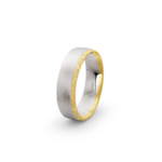 18k Yellow and White Gold Wave Matte Patterned Wedding Band - 6 mm - Image 5