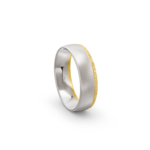 18k Yellow and White Gold Wave Matte Patterned Wedding Band - 6 mm - Image 4