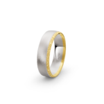 18k Yellow and White Gold Wave Matte Patterned Wedding Band - 6 mm - Image 3