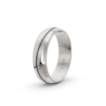 18k White Gold and Carbon Milgrain Pattern Wedding Band - 6 mm