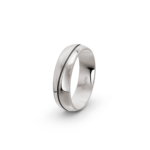 18k White Gold and Carbon Milgrain Pattern Wedding Band - 6 mm - Image 5