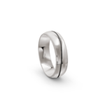 18k White Gold and Carbon Milgrain Pattern Wedding Band - 6 mm - Image 4