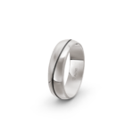 18k White Gold and Carbon Milgrain Pattern Wedding Band - 6 mm - Image 3