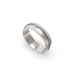 18k White Gold and Carbon Milgrain Pattern Wedding Band - 6 mm - Image 2