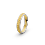 14k Yellow and White Gold Hammered and Ice Matte Wedding Band - 4.5 mm - Image 5