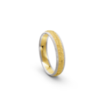14k Yellow and White Gold Hammered and Ice Matte Wedding Band - 4.5 mm - Image 4