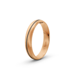 14k Rose Gold and Carbon Milgrain Pattern Wedding Band - 4 mm