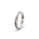 9k White Gold and Carbon Milgrain Pattern Wedding Band - 4 mm - Image 5