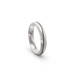 9k White Gold and Carbon Milgrain Pattern Wedding Band - 4 mm - Image 4