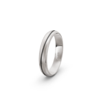 9k White Gold and Carbon Milgrain Pattern Wedding Band - 4 mm - Image 3