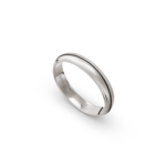 9k White Gold and Carbon Milgrain Pattern Wedding Band - 4 mm - Image 2