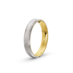 14k Yellow and White Gold Ice Matte Patterned Wedding Band - 4 mm