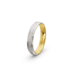 14k Yellow and White Gold Ice Matte Patterned Wedding Band - 4 mm - Image 5