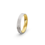 14k Yellow and White Gold Ice Matte Patterned Wedding Band - 4 mm - Image 3