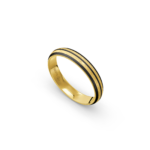 14k Yellow Gold and Triple Carbon Ice Mat Pattern Wedding Band - 4 mm - Image 2