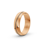14k Rose Gold and Carbon Milgrain Pattern Wedding Band - 6 mm