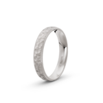 9k White Gold Hammered Wedding Band - 4 mm