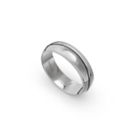 950 Platinum and Carbon Milgrain Pattern Wedding Band - 6 mm - Image 2