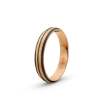 14k Rose Gold and Triple Carbon Ice Mat Pattern Wedding Band - 4 mm