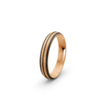 14k Rose Gold and Triple Carbon Ice Mat Pattern Wedding Band - 4 mm - Image 5