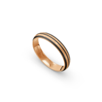 14k Rose Gold and Triple Carbon Ice Mat Pattern Wedding Band - 4 mm - Image 2