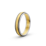 18k White & Yellow Gold Ice Mat Patterned Carbon Wedding Band - 5 mm