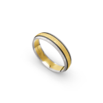 18k White & Yellow Gold Ice Mat Patterned Carbon Wedding Band - 5 mm - Image 2