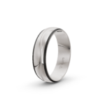 9k White Gold and Carbon Wedding Band - 6 mm