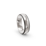 9k White Gold and Carbon Wedding Band - 6 mm - Image 4