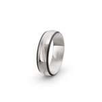 9k White Gold and Carbon Wedding Band - 6 mm - Image 3